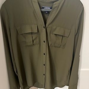 Olive green button down blouse